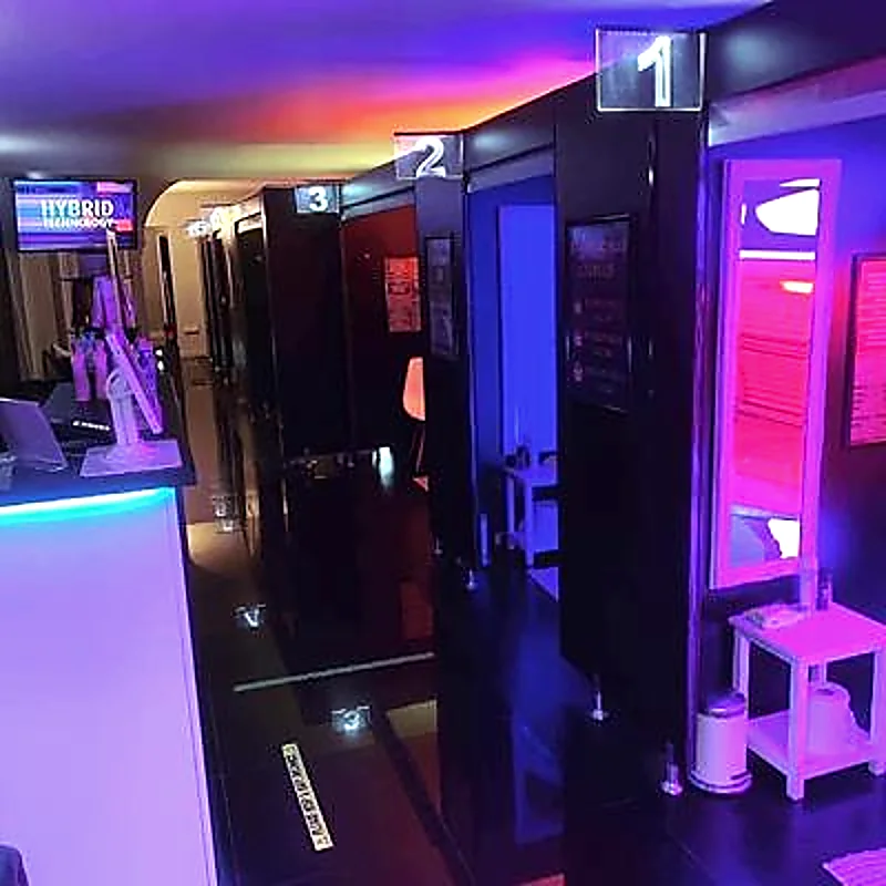 Reception area with warm interior lighting